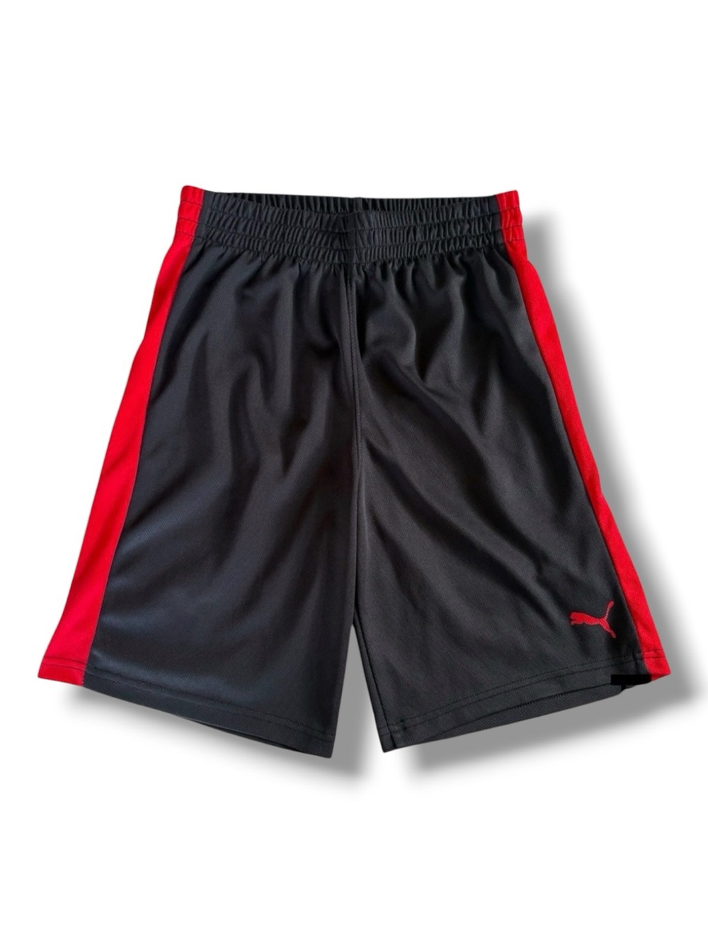 PUMA Boys Black and Red Athletic Shorts